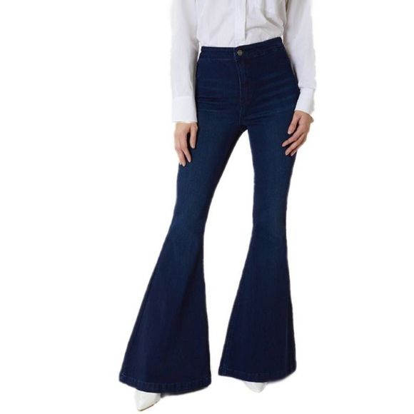 KanCan Dark Blue Flare Jeans - Picture 1 of 7